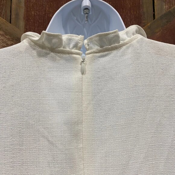 Express X Ladygang Ruffle Mini Dress Sz 6 White Flutter Country Western Peasant - Picture 7 of 16